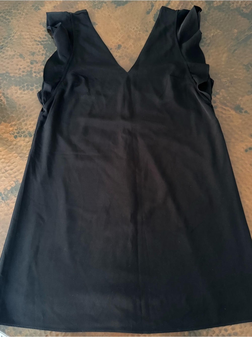 Express Black Flutter Ruffle Sleeve V-Neck Small P Casual LBD Travel Shift Dress